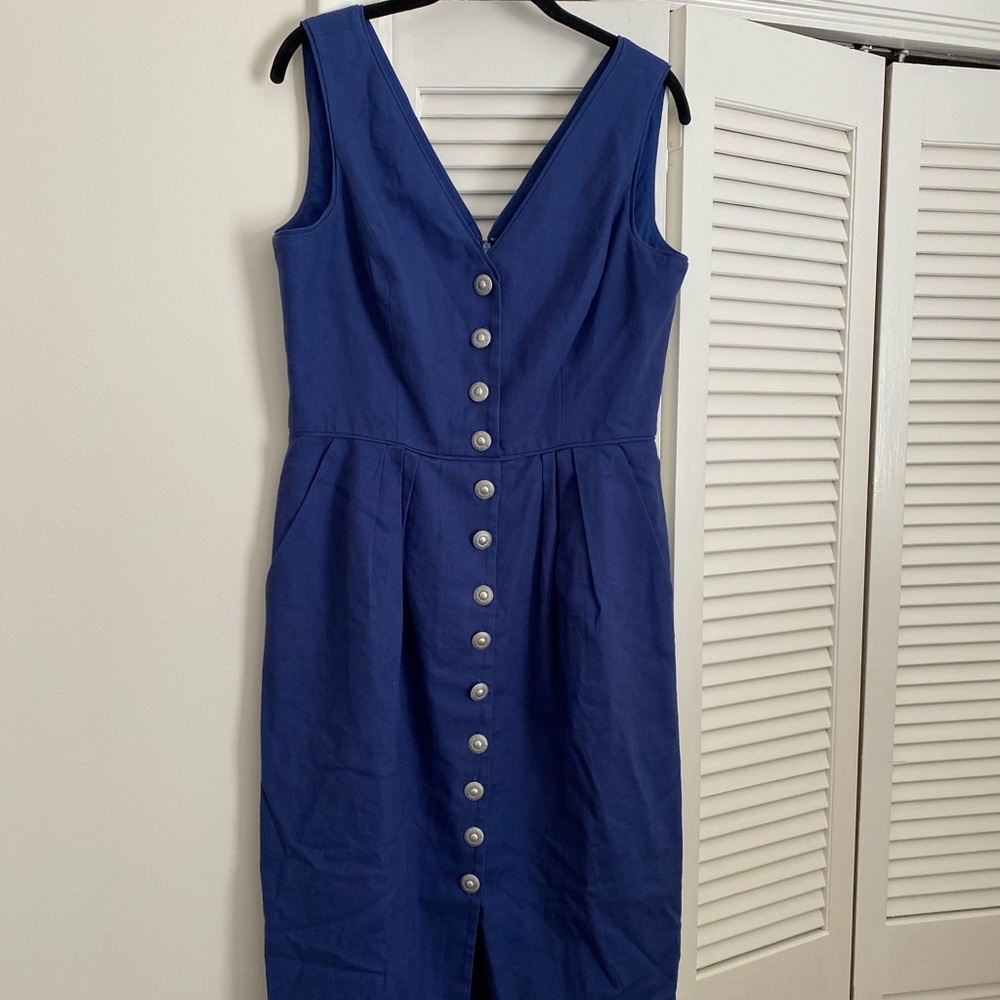 Gal Meets Glam Thelma Linen Button Front MIDI Dress